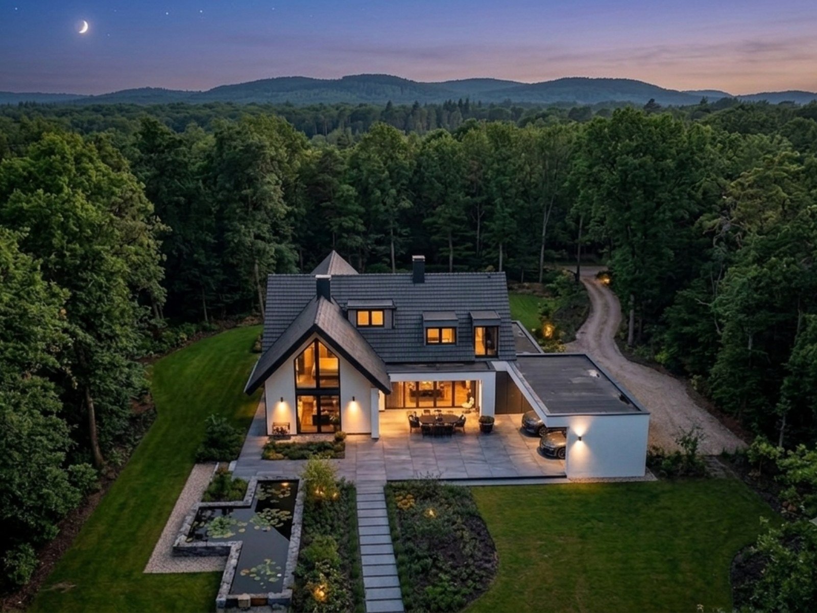 Aerial architectural rendering of a site