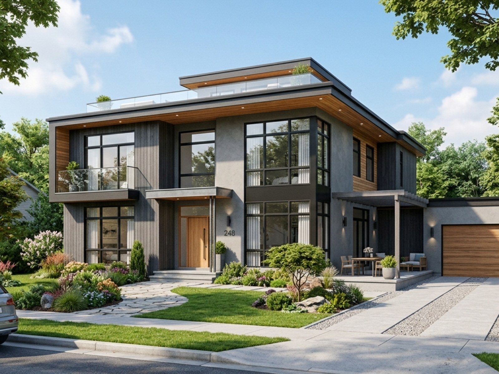 Daytime exterior architectural rendering