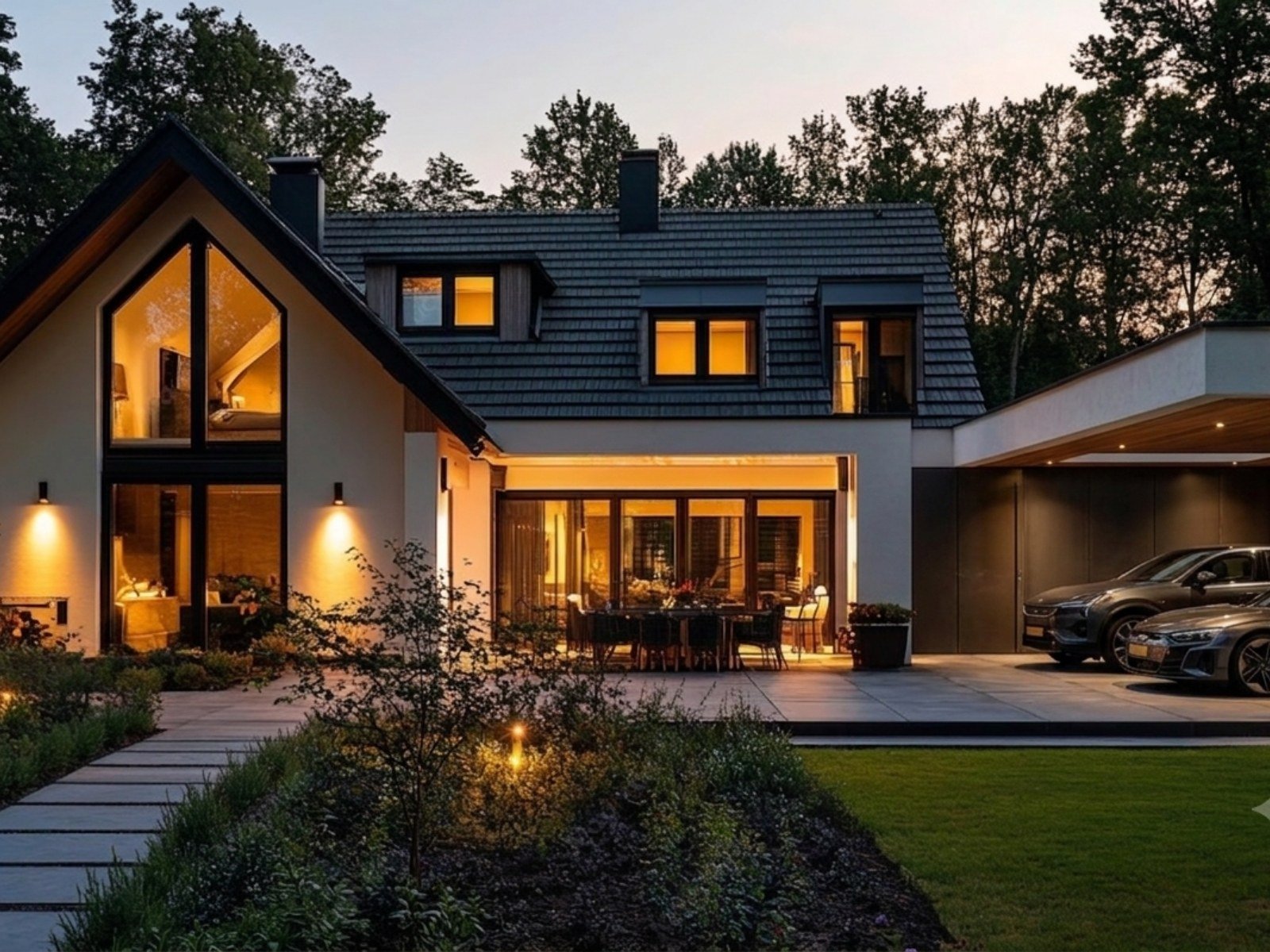 Twilight exterior architectural rendering