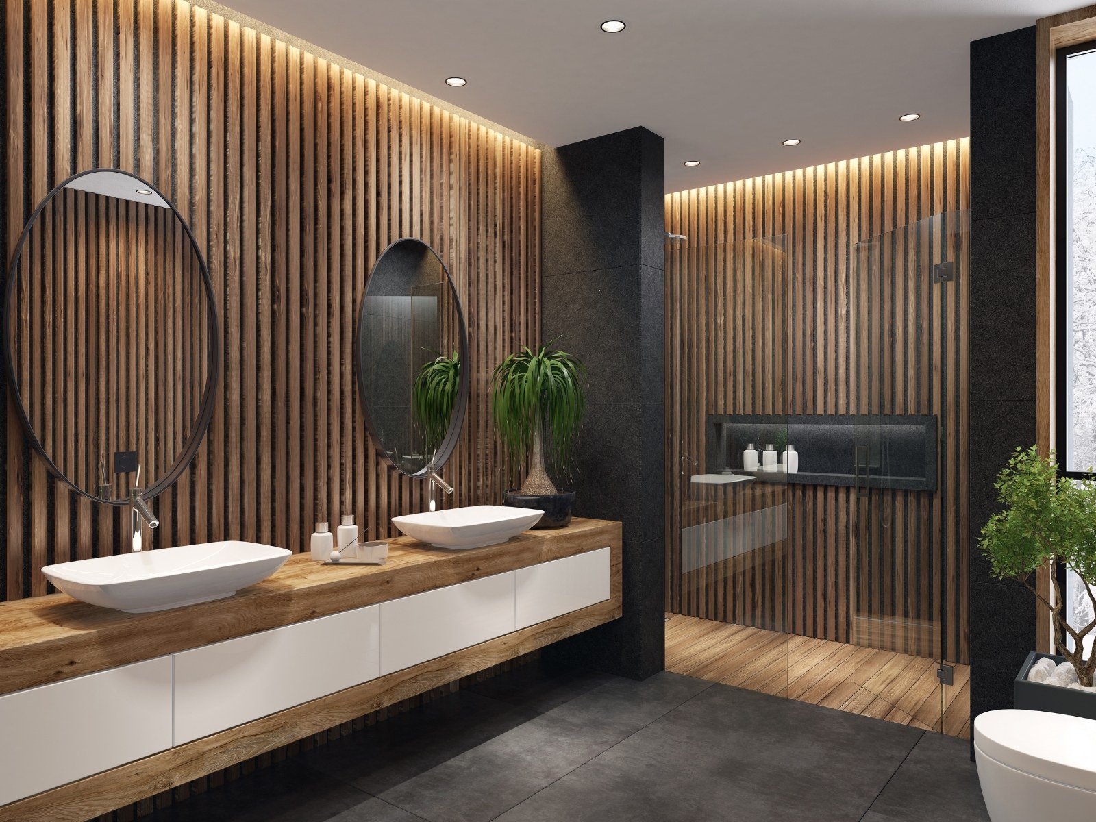 3D rendering of a contemporary bathroom
