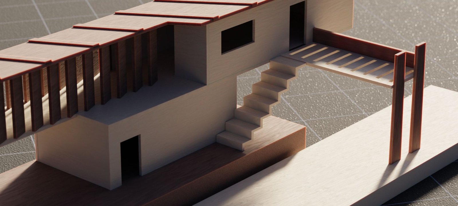 Colored 3D BIM / Revit model of a building